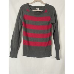 Converse One Star Drop Shoulder Gray Pink Strip Sweater Made In Japan Size L